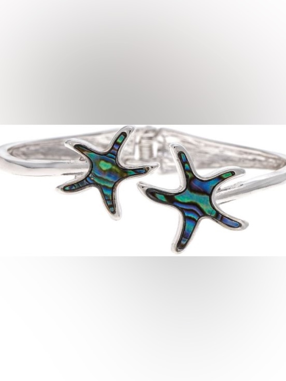 Starfish Abalone Inlay Cuff Bracelet - Blue Green